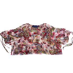 Susan Graver Style Pink Paisley Print Sheer Top Womens 1X